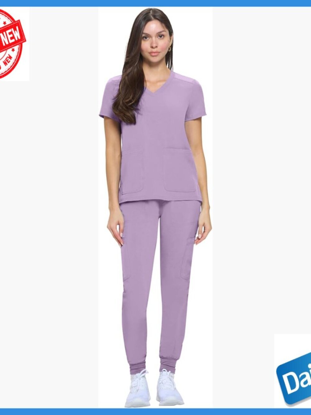 Stretch Jogger Scrub Set with V-Neck Top and Cargo Pockets